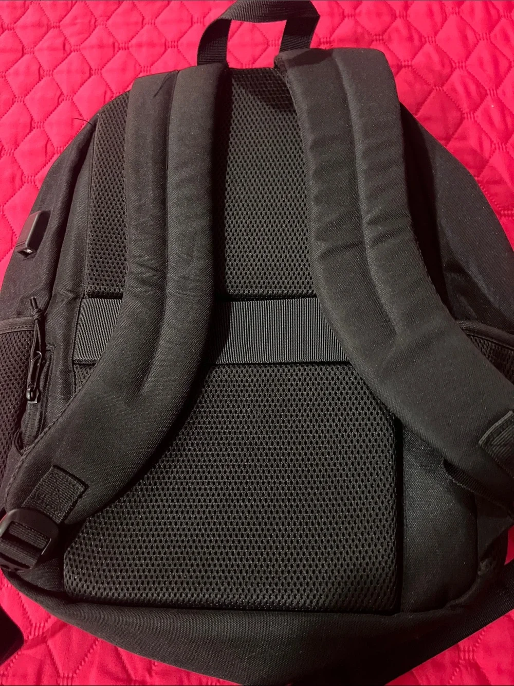 Classic Black Everyday Backpack with Leather Accent